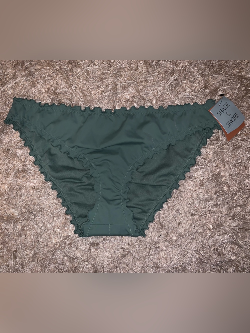 Shade & Shore low rise ruched cheeky Green Bikini Bottom size M NWT